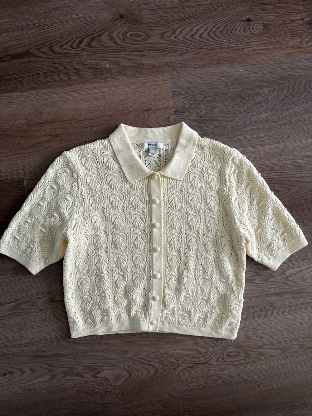 RW&CO. Pale Yellow Knit Polo Top
